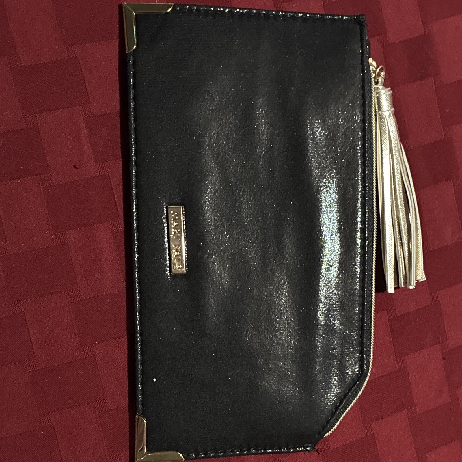 Mary Kay Black Zip Makeup Bag/Clutch with Gold Corner Accents