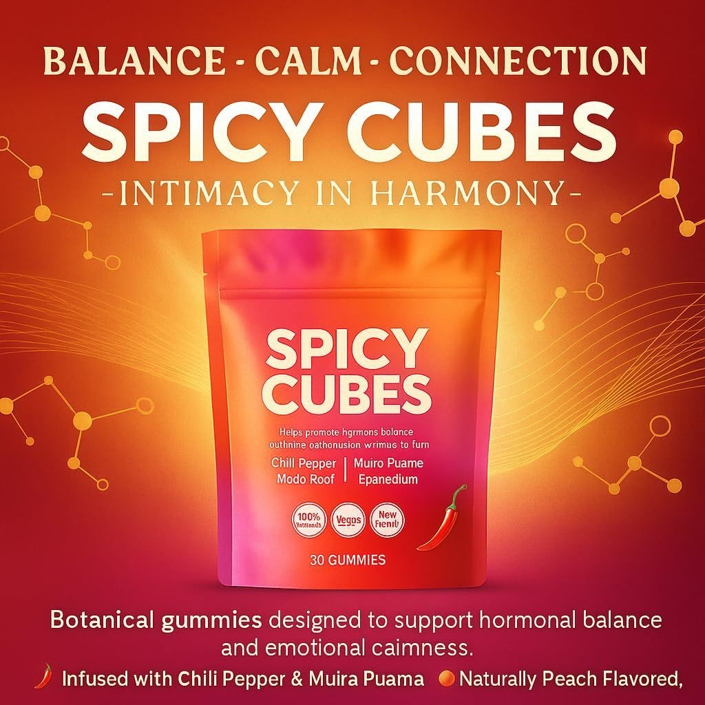 Spicy Cubes Hot Peach Gummies With Chili Pepper, Maca Root And Muira Puama Gummy