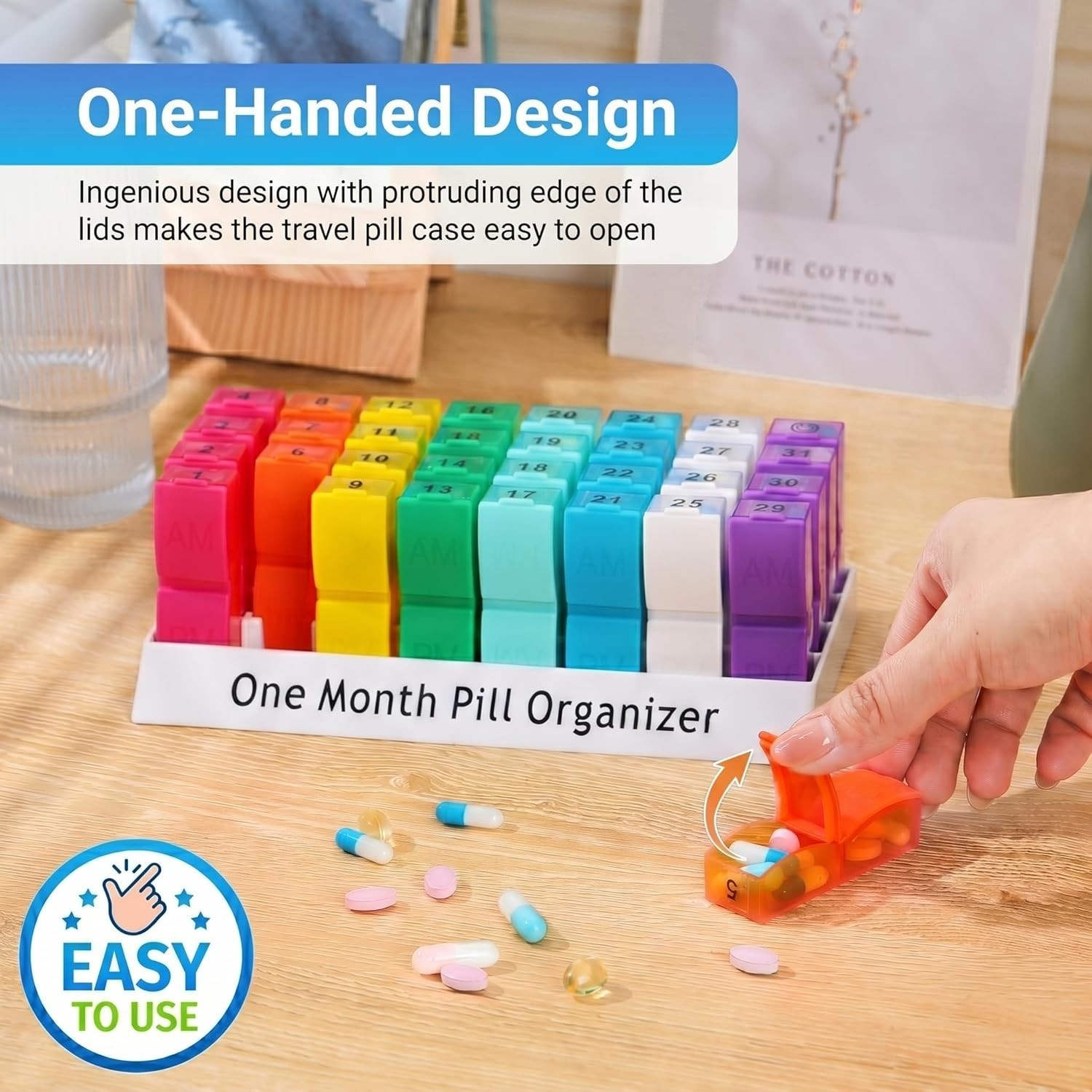 Monthly Pill Organizer 2 Times A Day, One Month Pill Box Am Pm, 30 Day