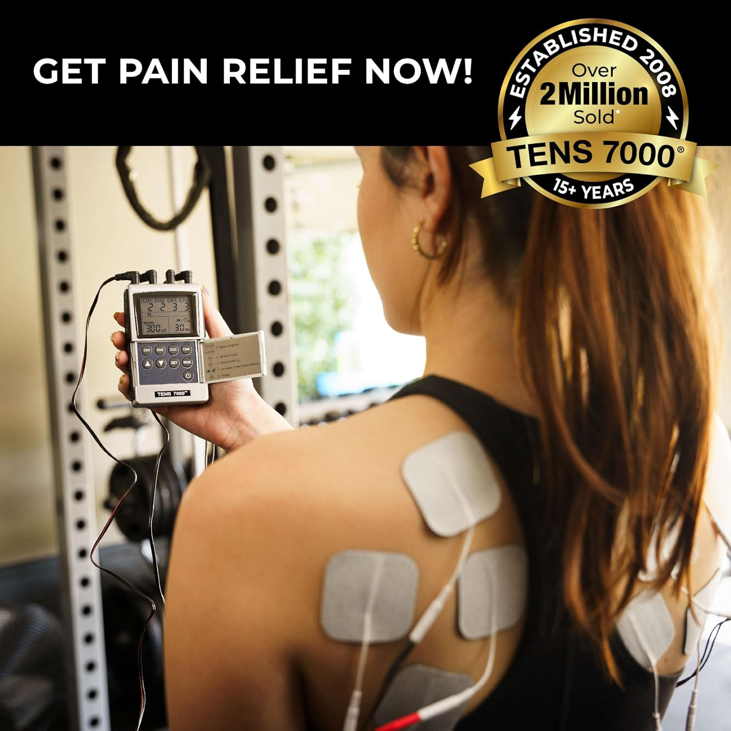 Pro Rechargeable Tens Unit Muscle Stimulator, 4 Channels, Back Pain
