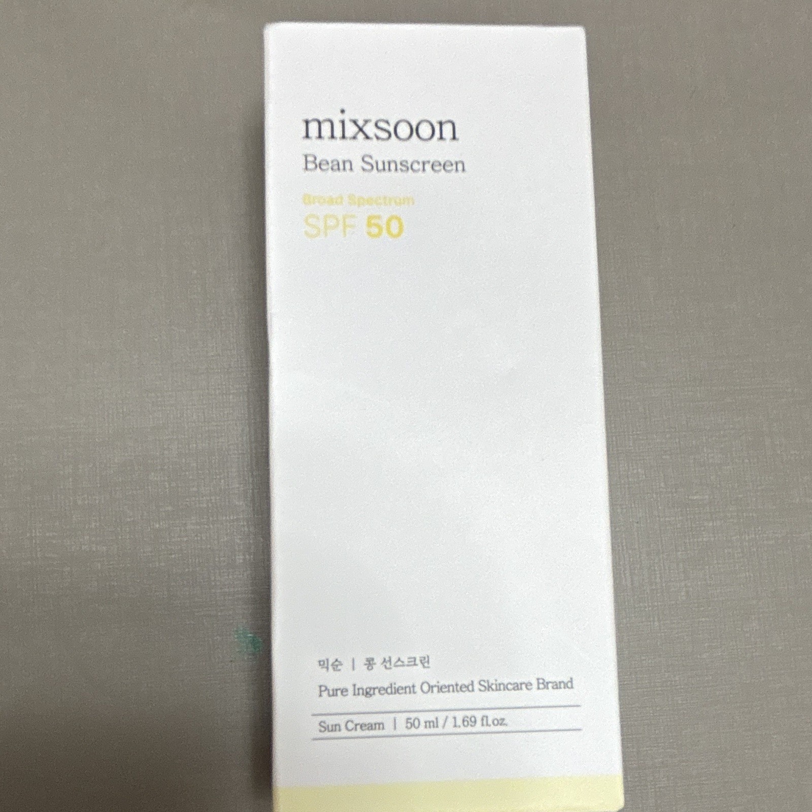 mixsoon Bean Sunscreen SPF 50 Broad Spectrum Face Cream 50ml 1.69oz Exp 2027-06