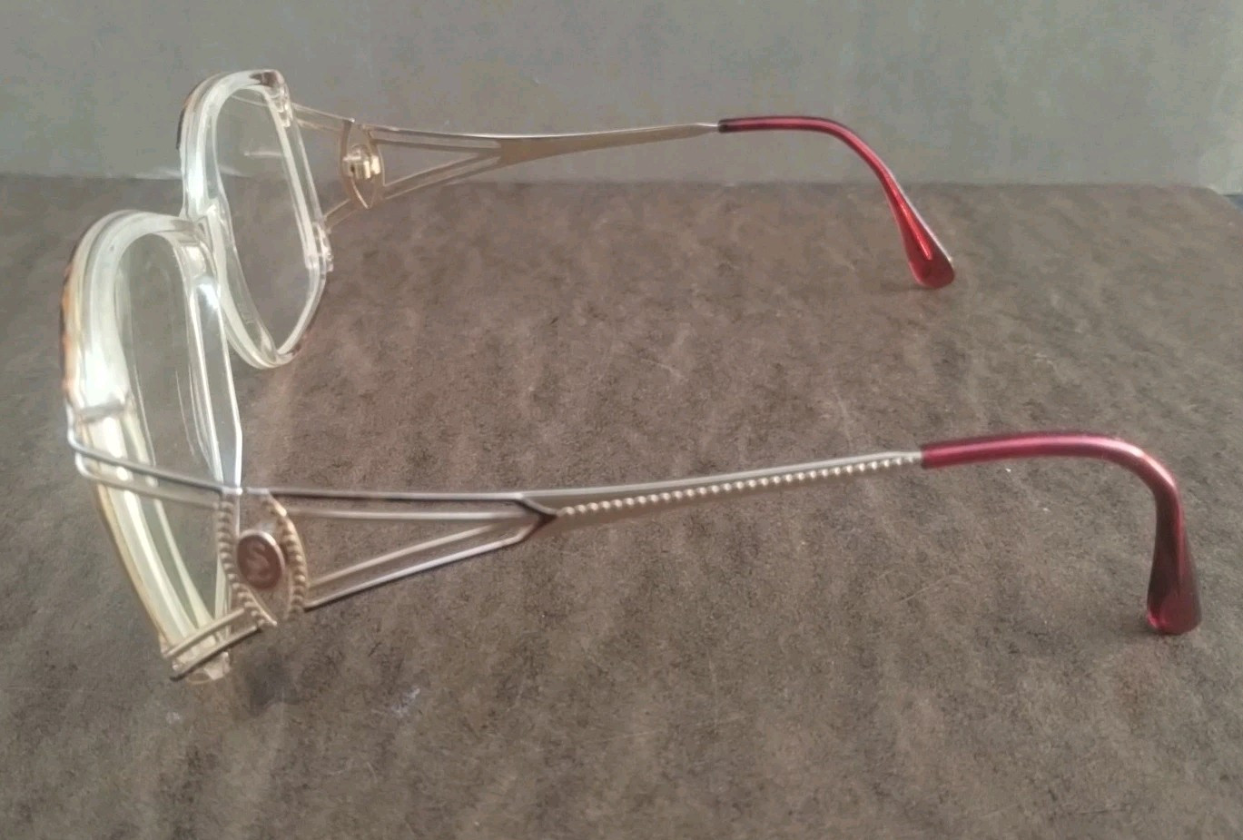 Saint Laurent SL Unknown Style Designer Eyeglasses..Red Wine And Champagne Color