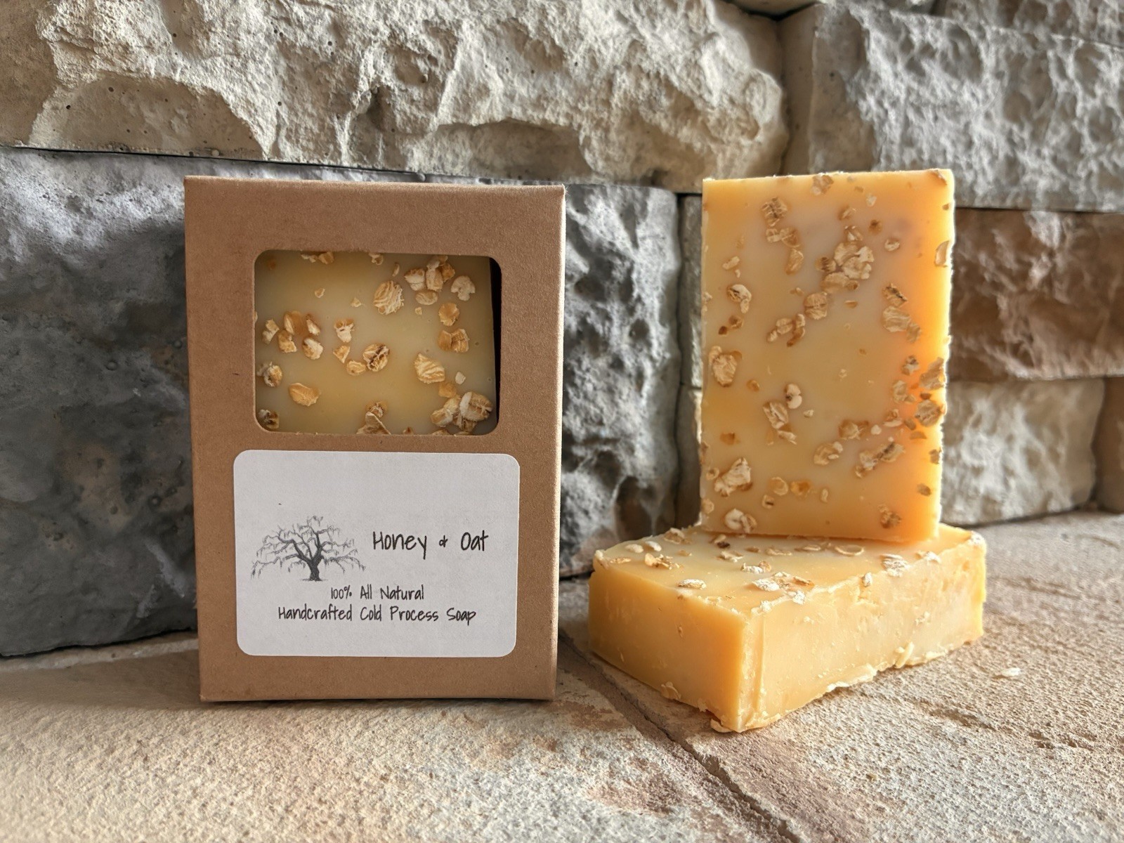 All Natural Handmade Soap- Honey And Oat- Set Of 8 Bars