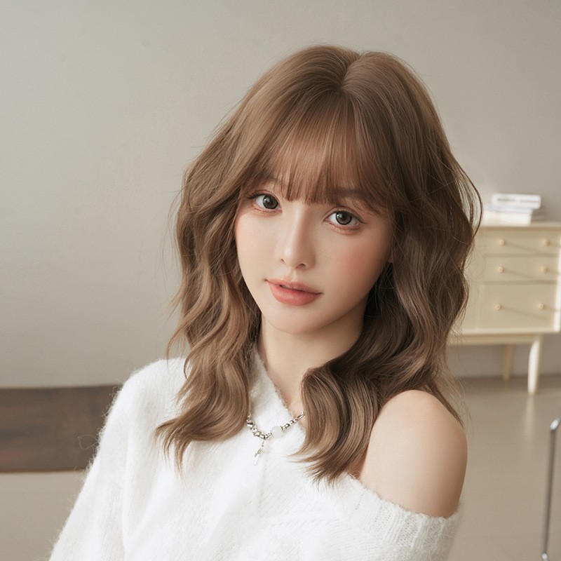 Layered Long Curly Synthetic Wig Premium Matte Fiber Rose Net Full Head
