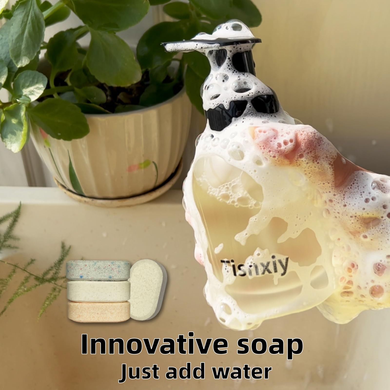 Tisnxiy Foaming Hand Soap Tablet Refills – 12 Count- 96 fl oz total (12x 8 fl…