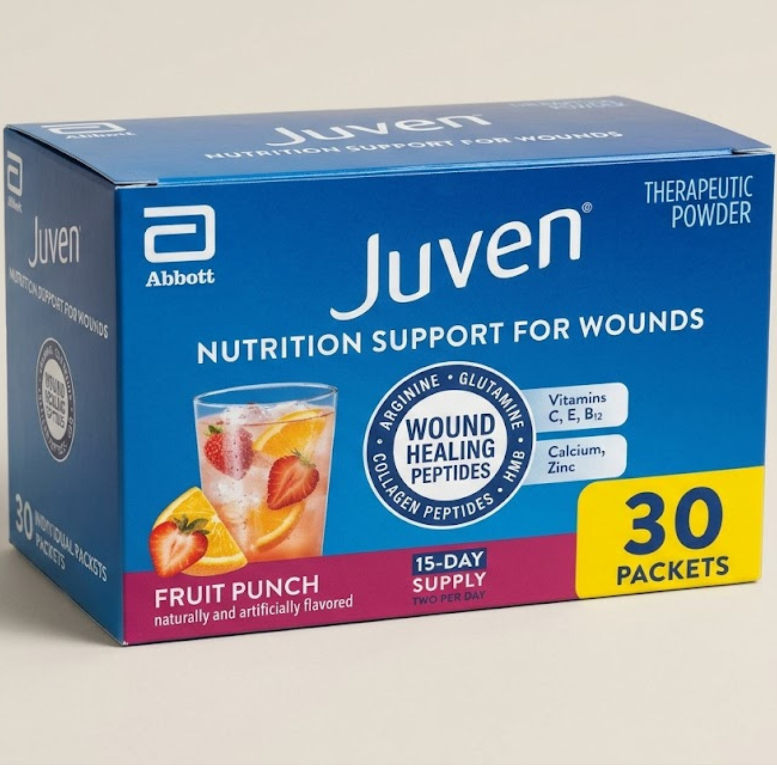 Juven Fruit Punch Wound Healing Powder Collagen Peptides Amino Acids 30 Pack