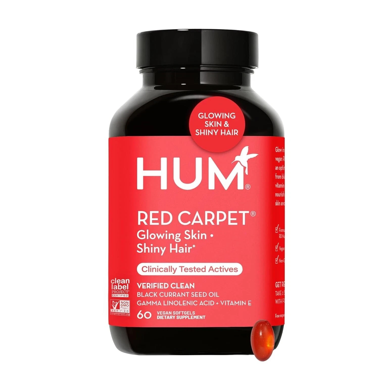HUM Red Carpet – Skin & Hair Supplement Hair Growth Vitamins for Women 60-Count