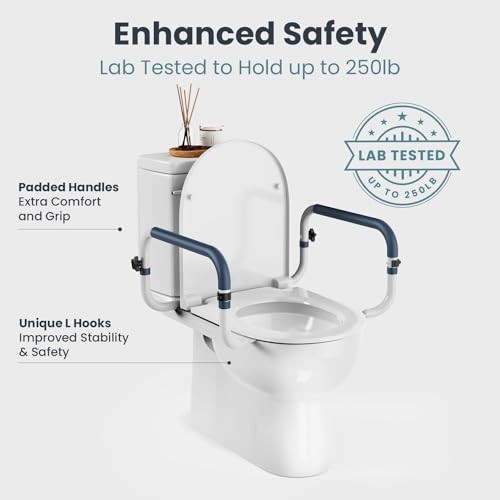 Toilet Safety Rails (250lb) – Adjustable Toilet Safety Rails, Toilet 1 Pack