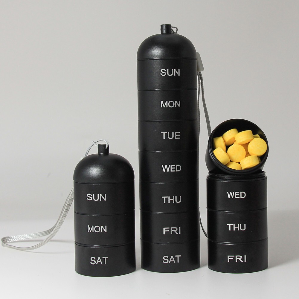 7 Day Travel Pill Organizer Weekly Metal Case Portable Box Container Waterproof
