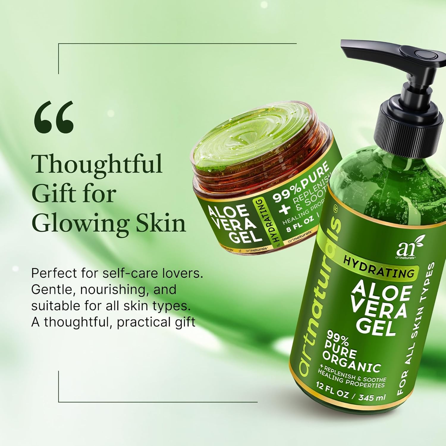 Aloe Vera Gel Set – JUMBO 20Oz – Sunburn Relief & Hydration for Face, Body, Scal