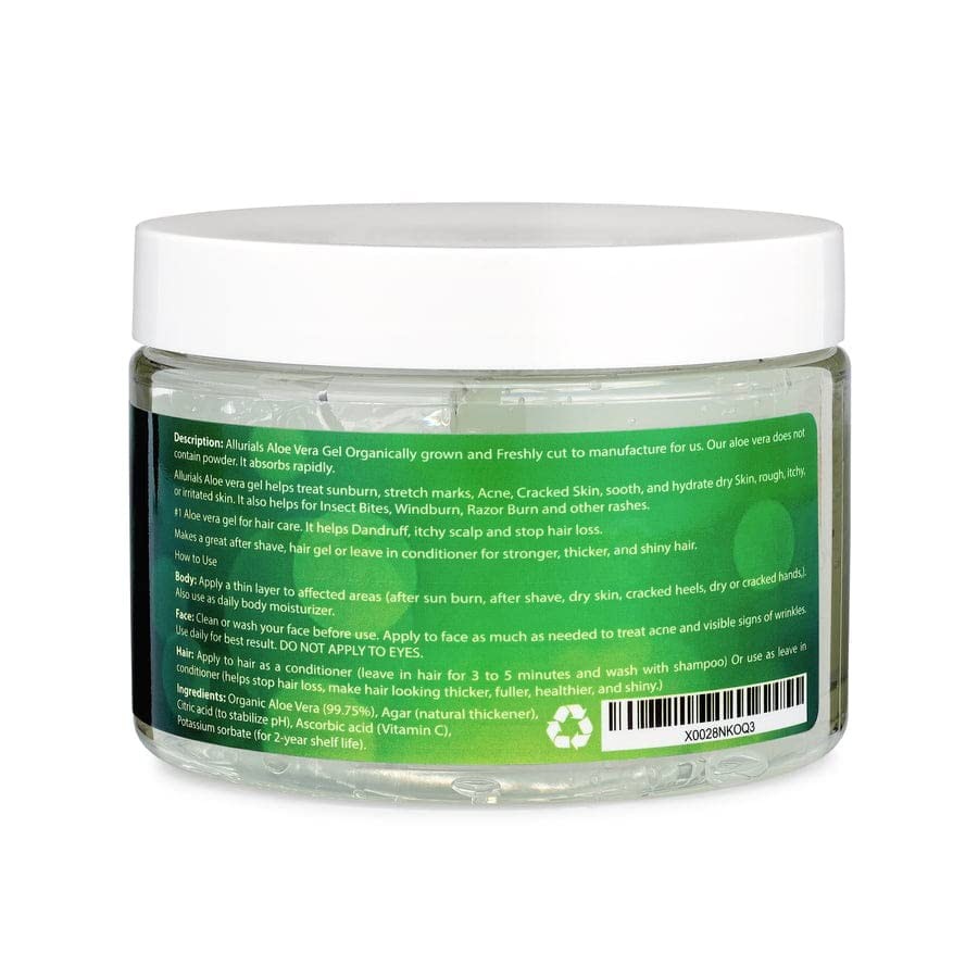 Allurials 99.75% Pure & Organic Aloe Vera Gel – Made in 12 Ounce (Pack of 1)