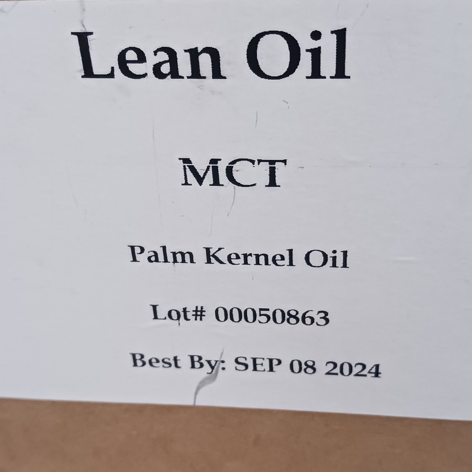 NOS Lean Oil MCT Palm Kernel Oil 375 ML Glass Bottle Best By 09/08/24