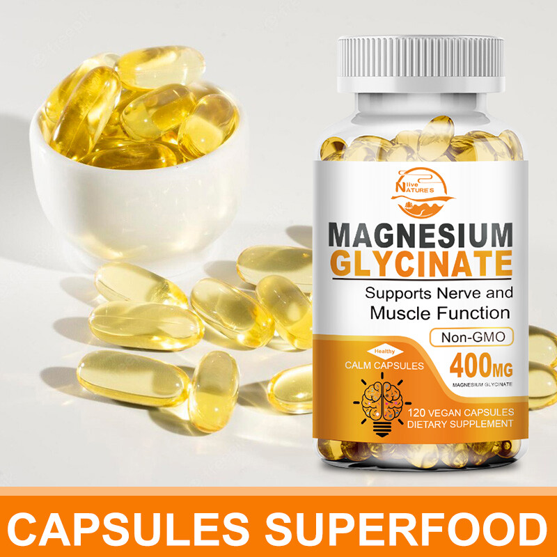 Magnesium Glycinate + Vitamin D3 B6 120 Capsules – Muscle Energy,Sleep Support