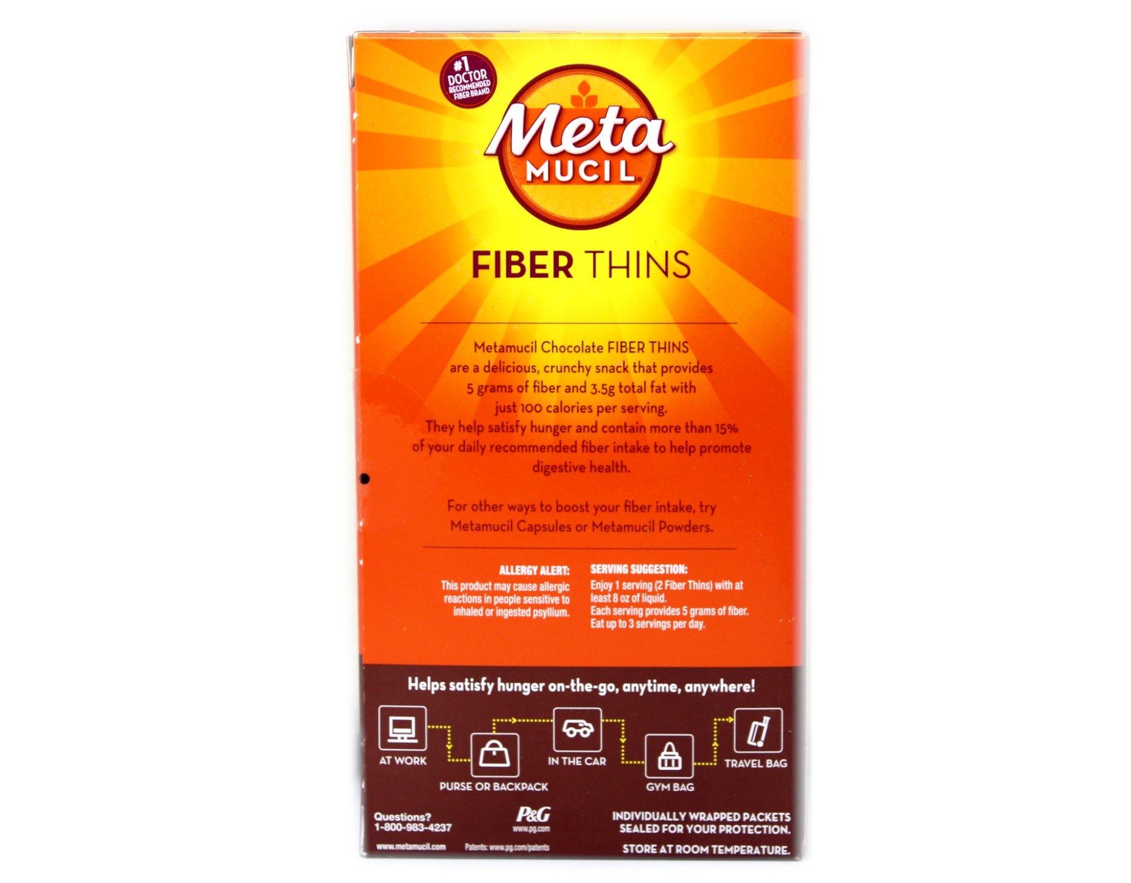 4 Pack Metamucil Fiber Supplement Thins Chocolate 12 Count Each