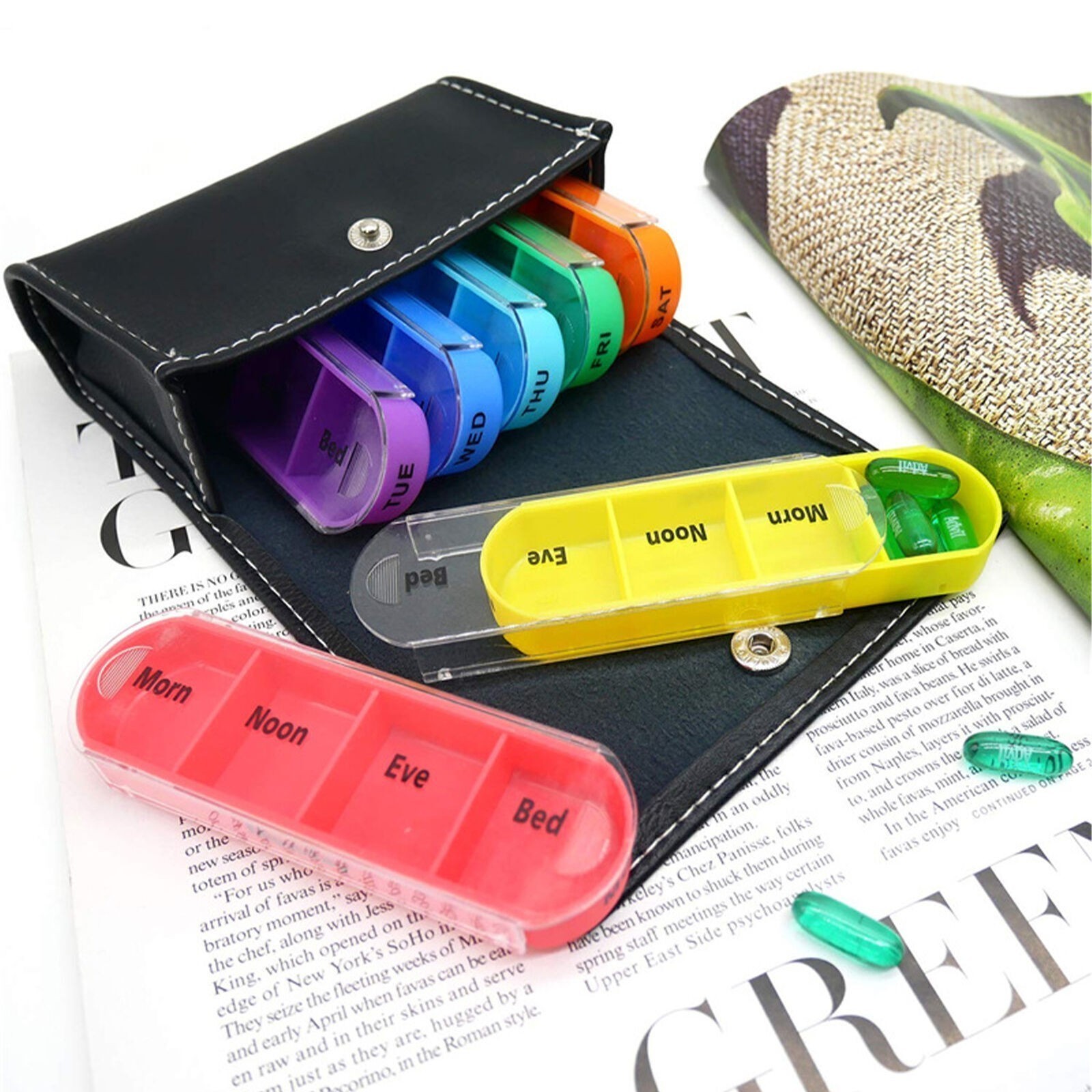 Storage 7 Day Weekly Container Organizer Pill Box Dispenser Medicine Tablet Case