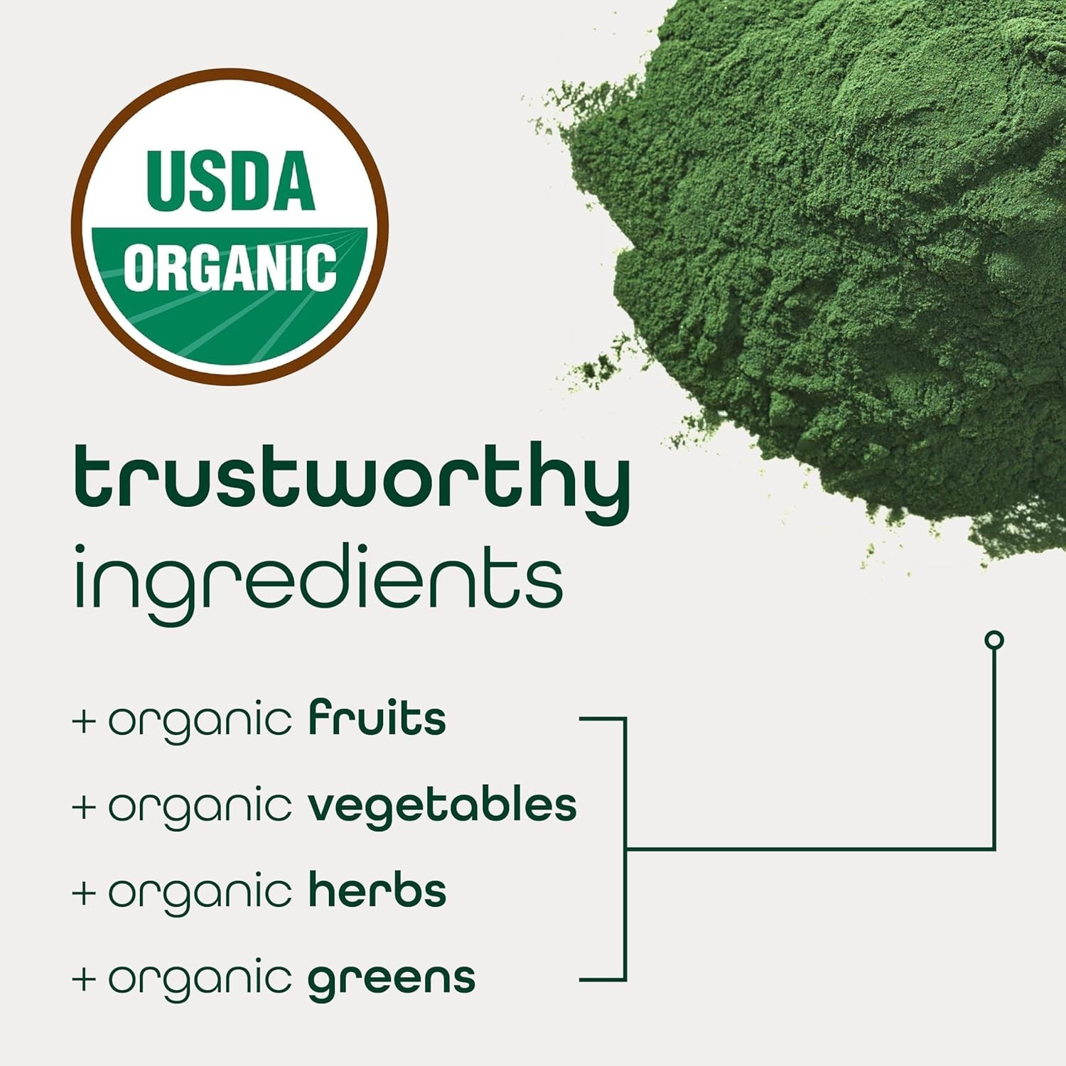 Organic Super Greens Powder with 70+ Superfoods & 0 Sugar – Green Apple, 30 Pack