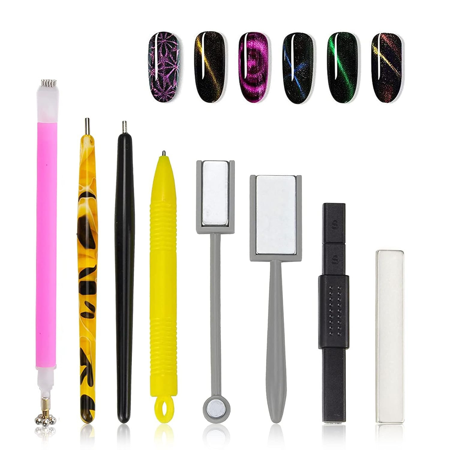 Magnetic Nail Tool Set for Cat Eye Gel Polish, Cat Eye Magnet Tools, 8PCS Profes