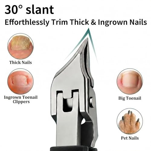 Nail Clippers Set for Seniors Thick Toenails, Ingrown 30° Slanted Eagle black