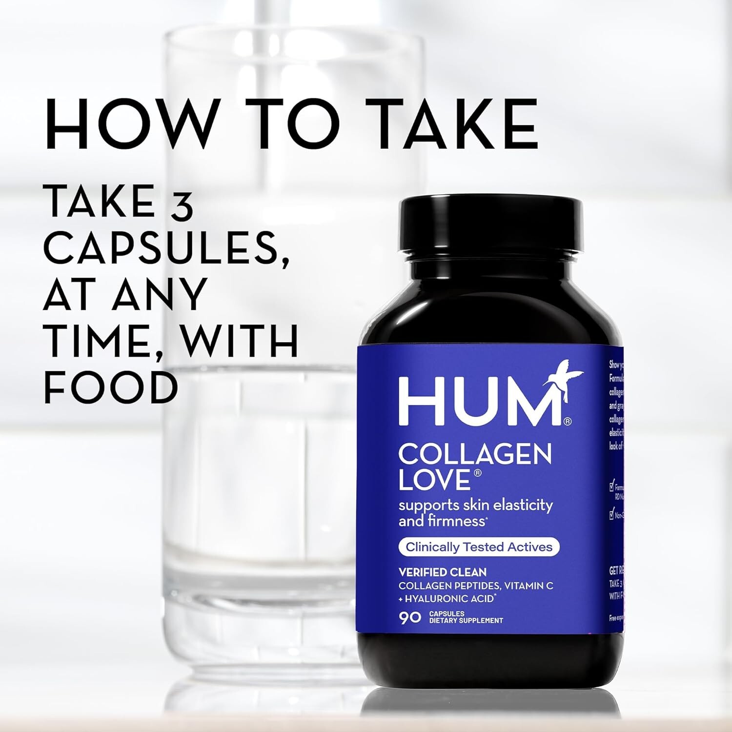 HUM Collagen Love Skin Supplement Skin Supplements for Women and Men (90-Count)