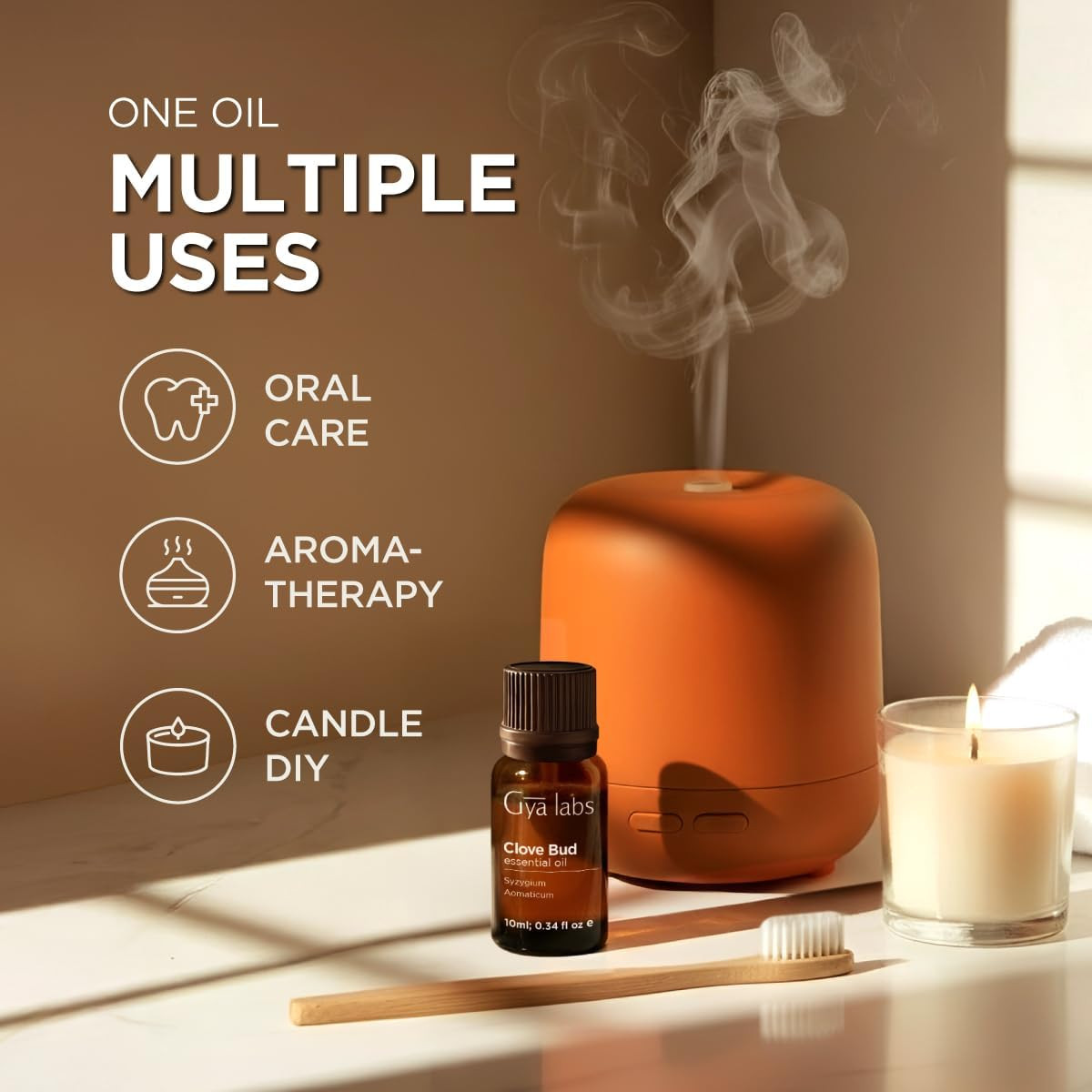 100% Pure Clove Essential Oil – 0.34 Fl Oz – Clove Oil for Hair, Skin, Diffuser,