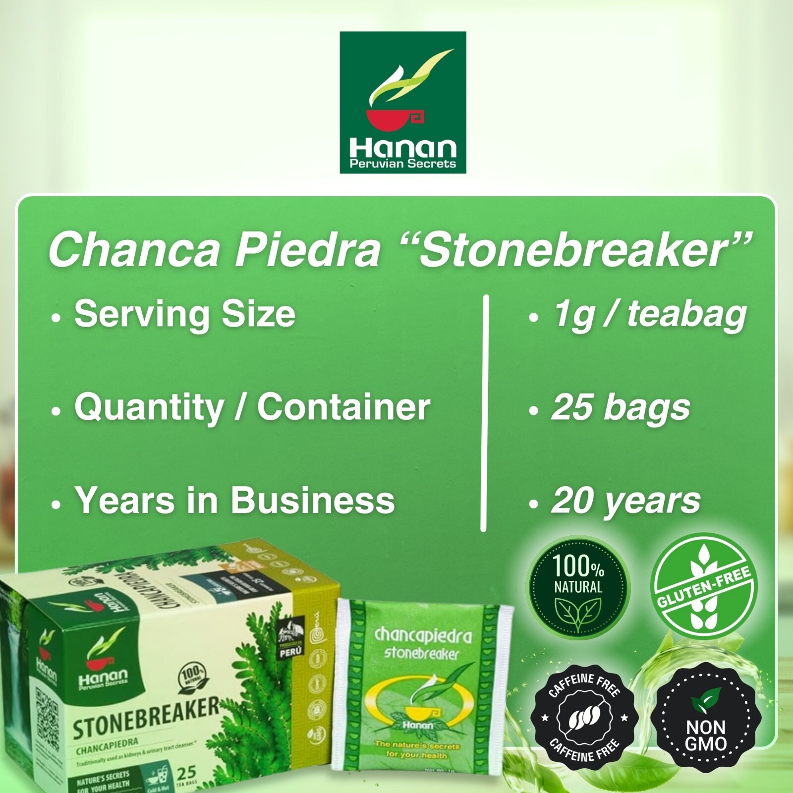 Chanca Piedra 25 Herbal Tea Bags “Stone Breaker” from Peru