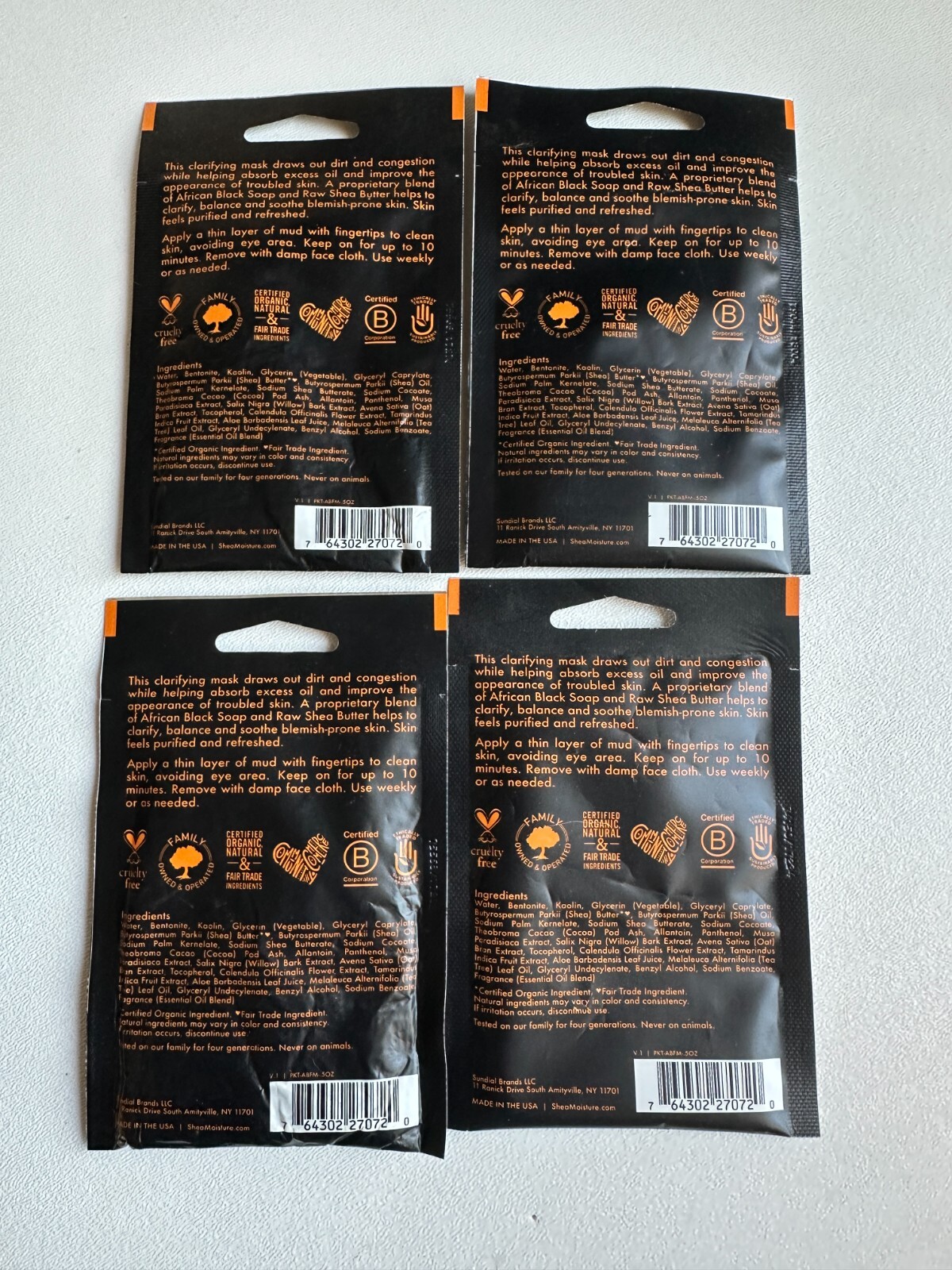 4 Pack Shea Moisture African Black Soap Clarifying Mud Mask with Tea Tree Oil