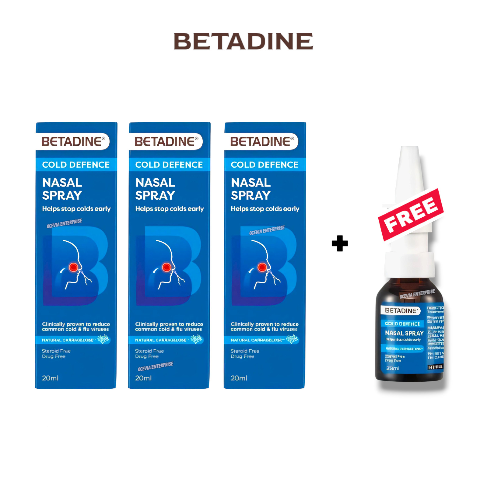 BUY 3 FREE 1 Betadine Adult Cold Defence Nasal Spray 20ml Adult Nasal Care