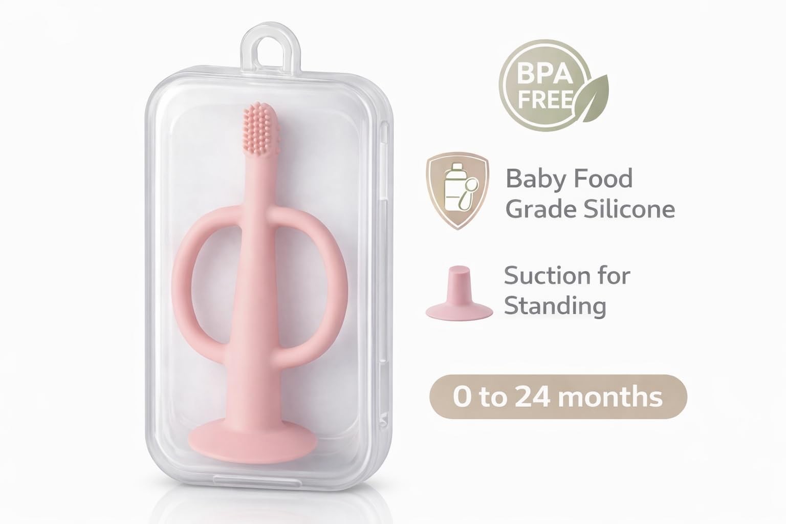 Training Baby Toothbrush Teether Toddlers (0–24 Months) BPA-Silicone Soft Bri…
