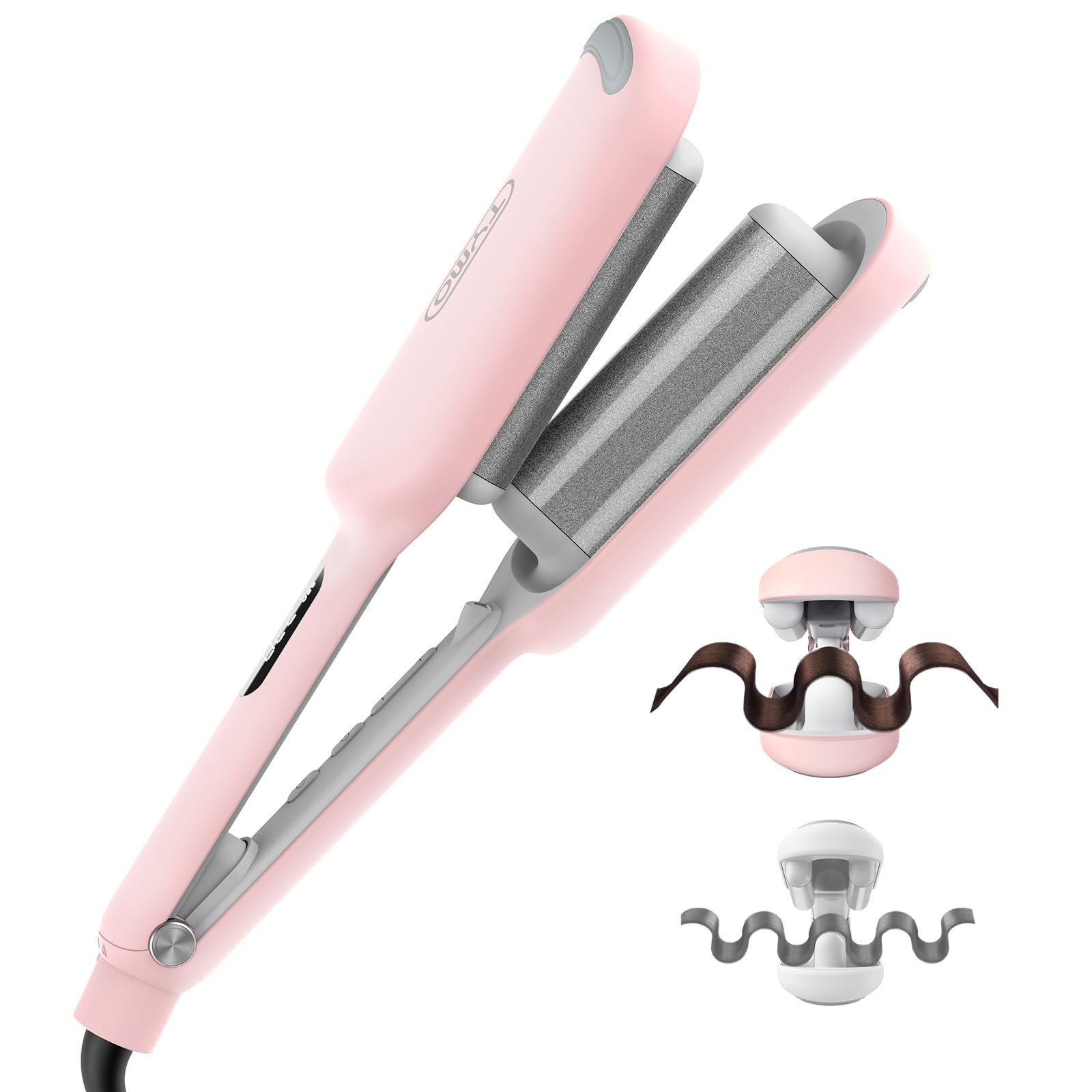 Curling Iron Hair Crimper Waver – ROVY Beach Waves Curling Wand, Ionic Deep W…
