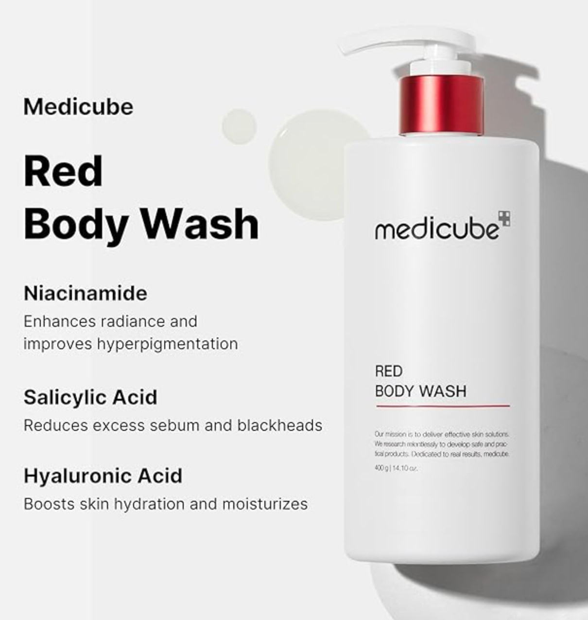 Medicube Red Acne Body Wash 14.52 Fl.oz Low pH and Hydrating USA Free Ship