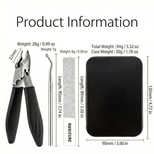Nail Clippers Set for Seniors Thick Toenails, Ingrown 30° Slanted Eagle black