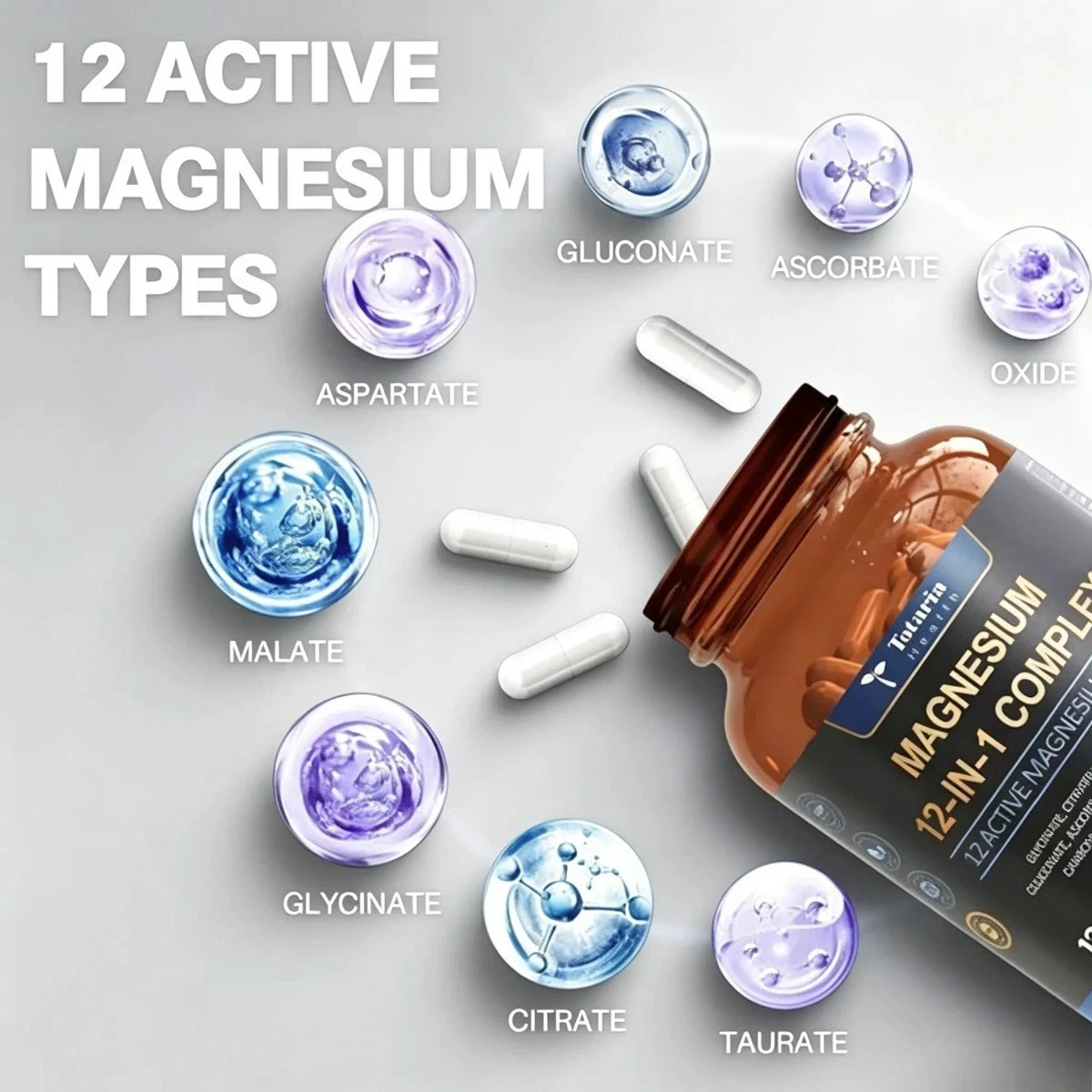 Totaria Magnesium 12-in-1 Complex ,12 Active Forms for Muscle & Relaxation,700mg