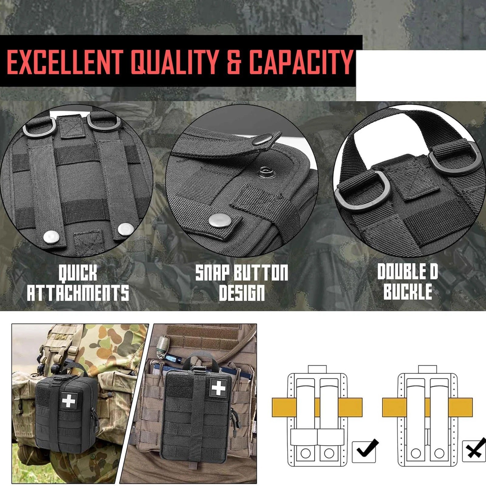 Tactical IFAK First Aid Trauma Kit Molle Medical Survival Gear with Tourniquet