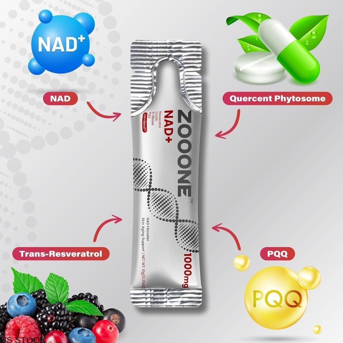 3/2x ZOOONE NAD+1000mg Liquid Packets Supplement – Premium Nicotinamide Riboside
