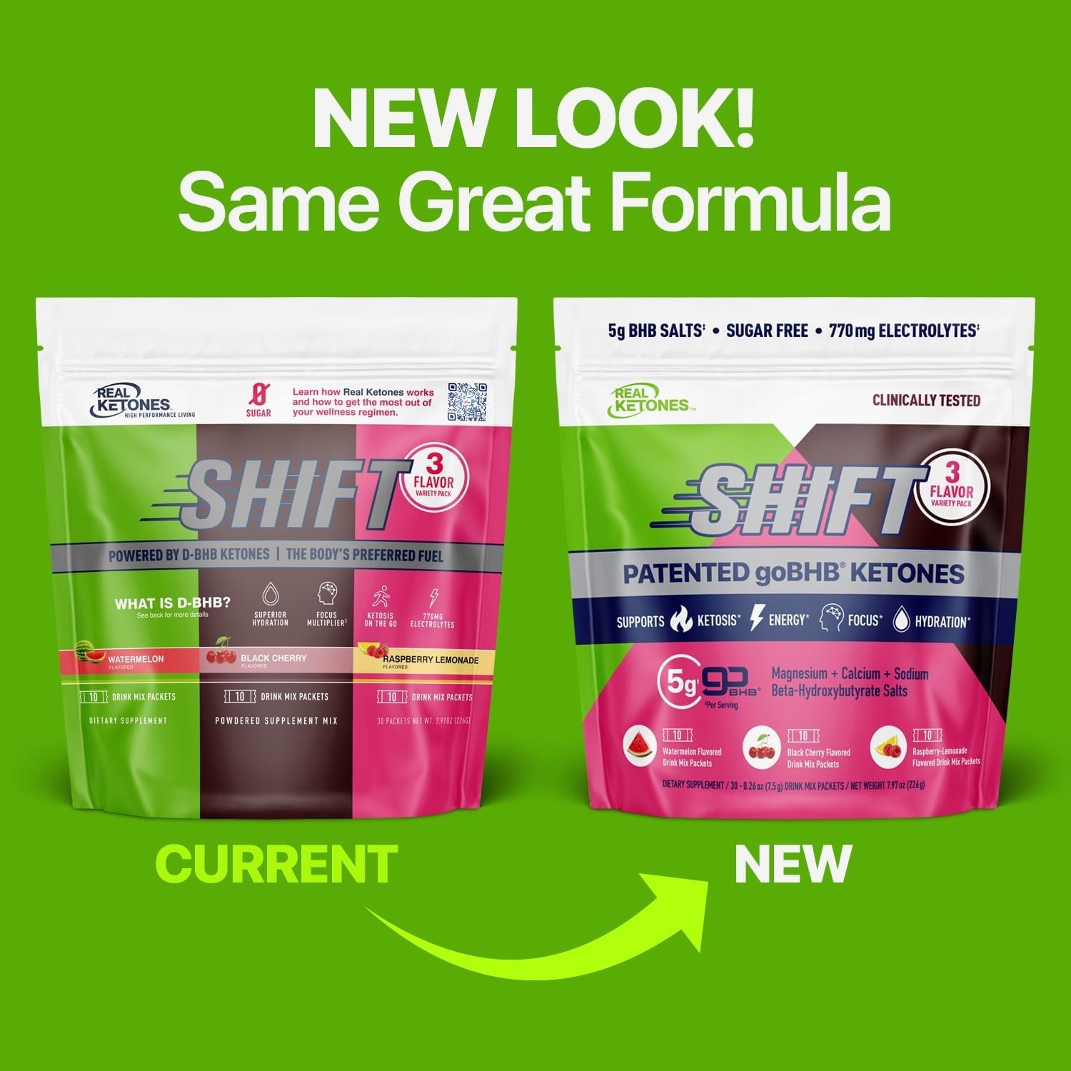 Keto-Friendly BHB Electrolyte Drink Mix Variety Pack – 30 Hydration Packets