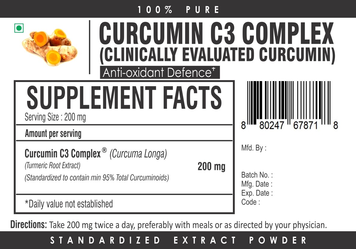 Turmeric Curcumin C3 Complex Powder, 95% Curcuminoids, Pure, Clinically Evaluate