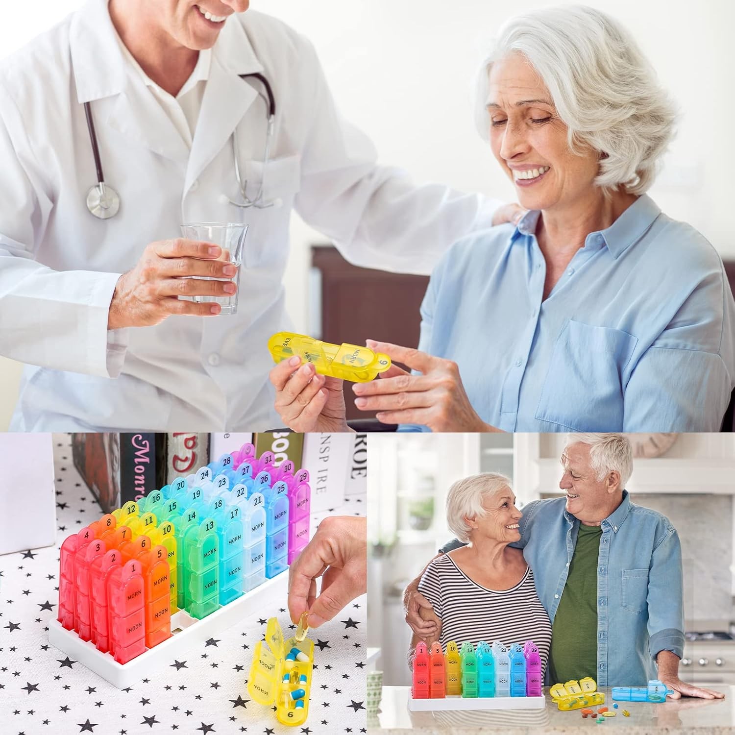 Monthly Pill Organizer 3 Times A Day, One Month Pill Box Am Pm, 30 Day