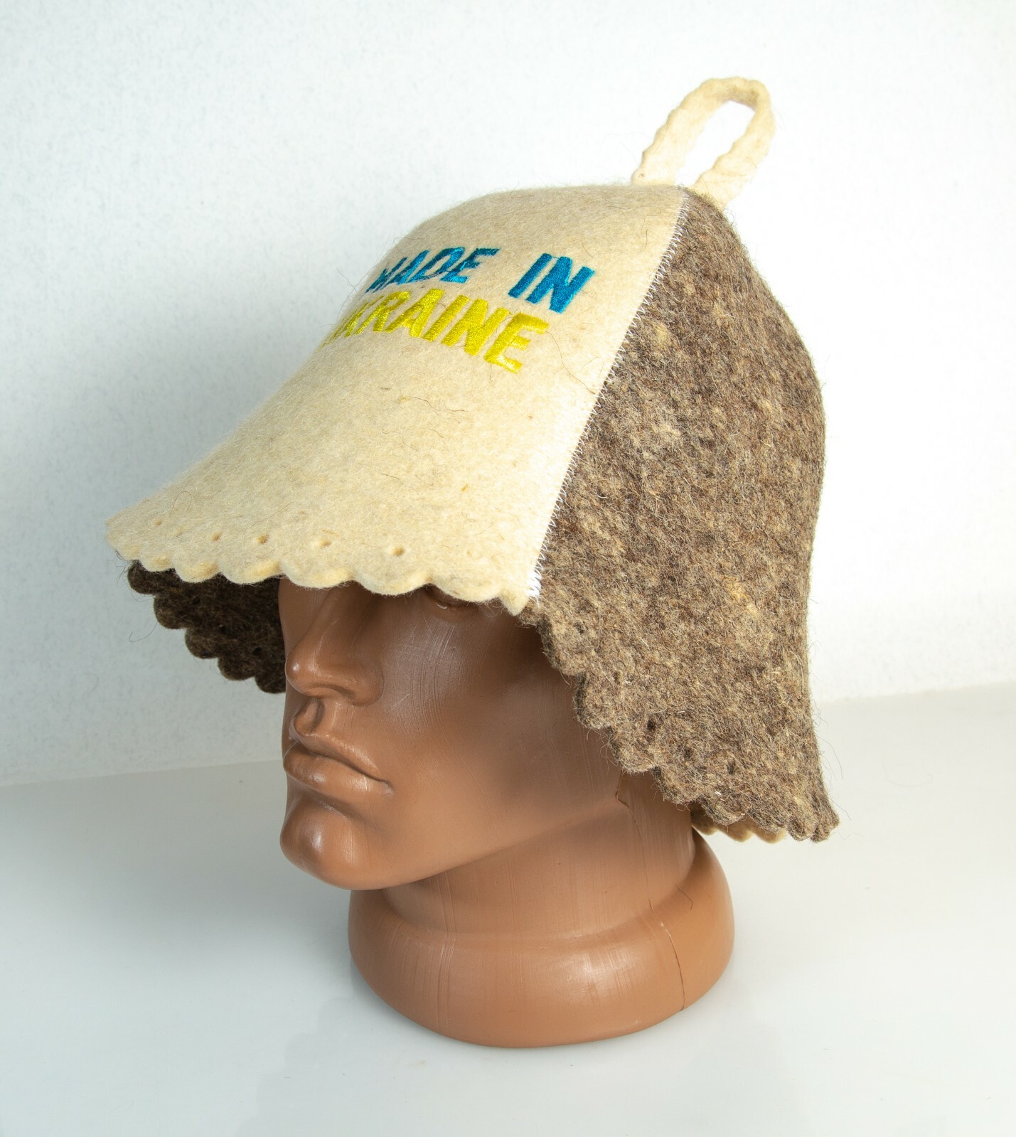 Sauna hat for ukrainian men women Made in Ukraine Blue Yellow Banya Wool felt