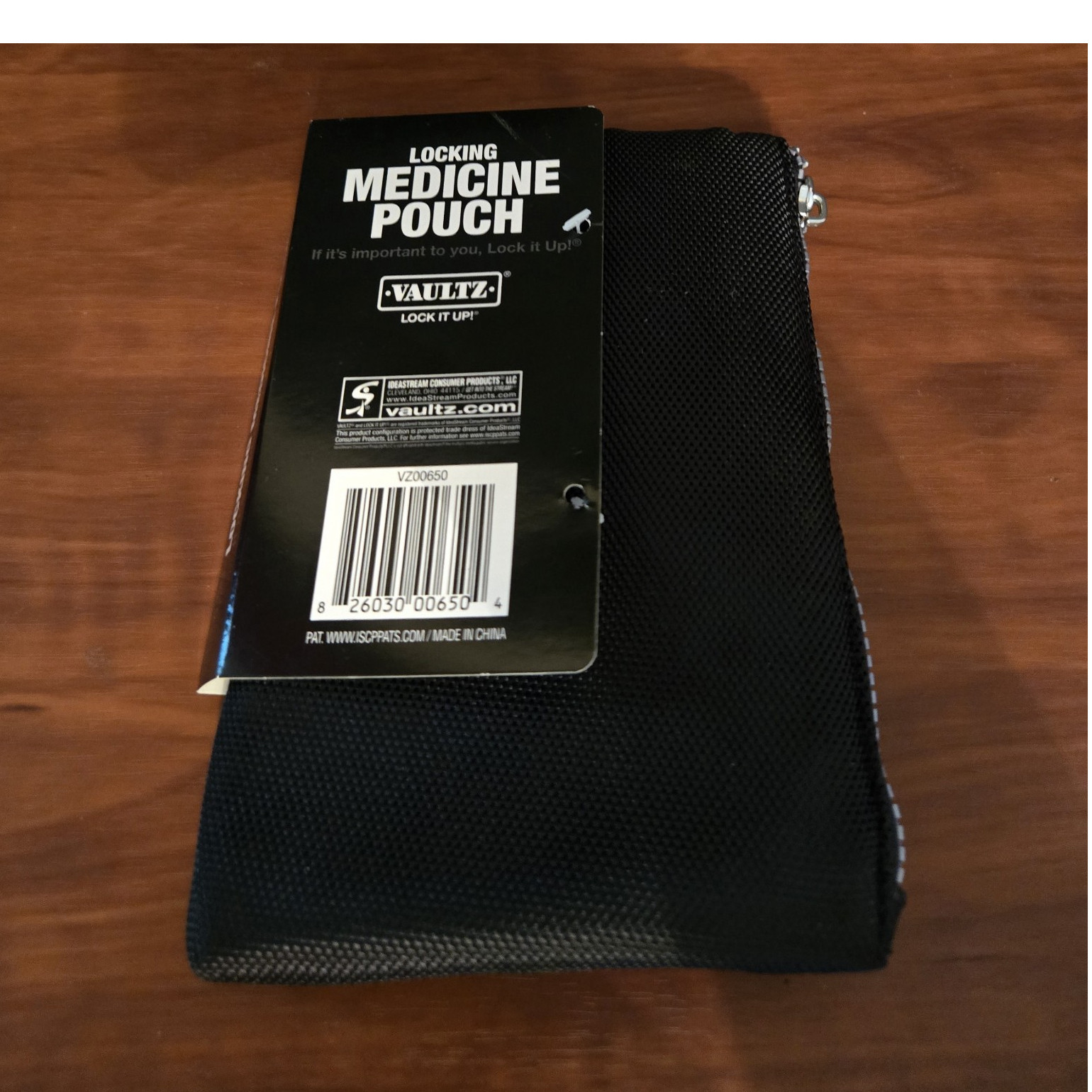 Vaultz Locking Pill Holder Pouch, Black Canvas, Lock Compartment VZ00650