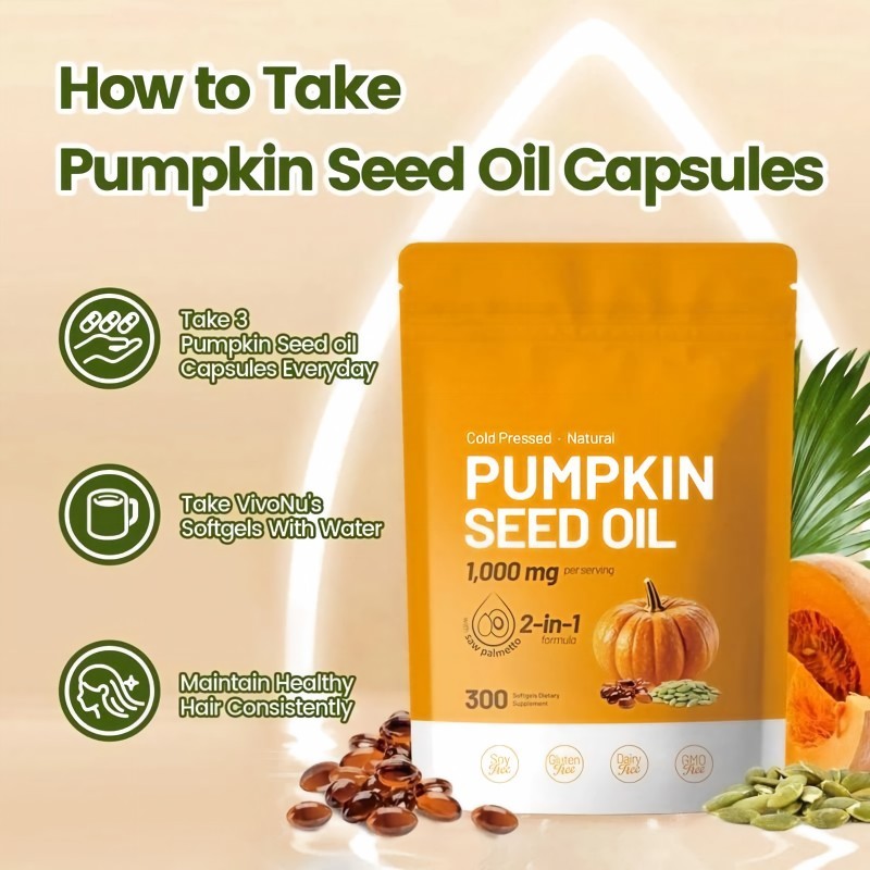 Pumpkin Seed Oil 1000mg Saw Palmetto 300 Softgels Prostate Hair