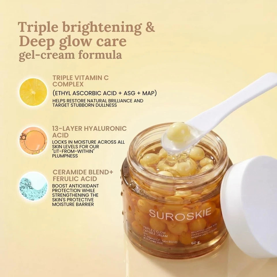 Suroskie Triple C Glow Capsule Cream Hydrated Glowing and Even Looking Skin 60 g