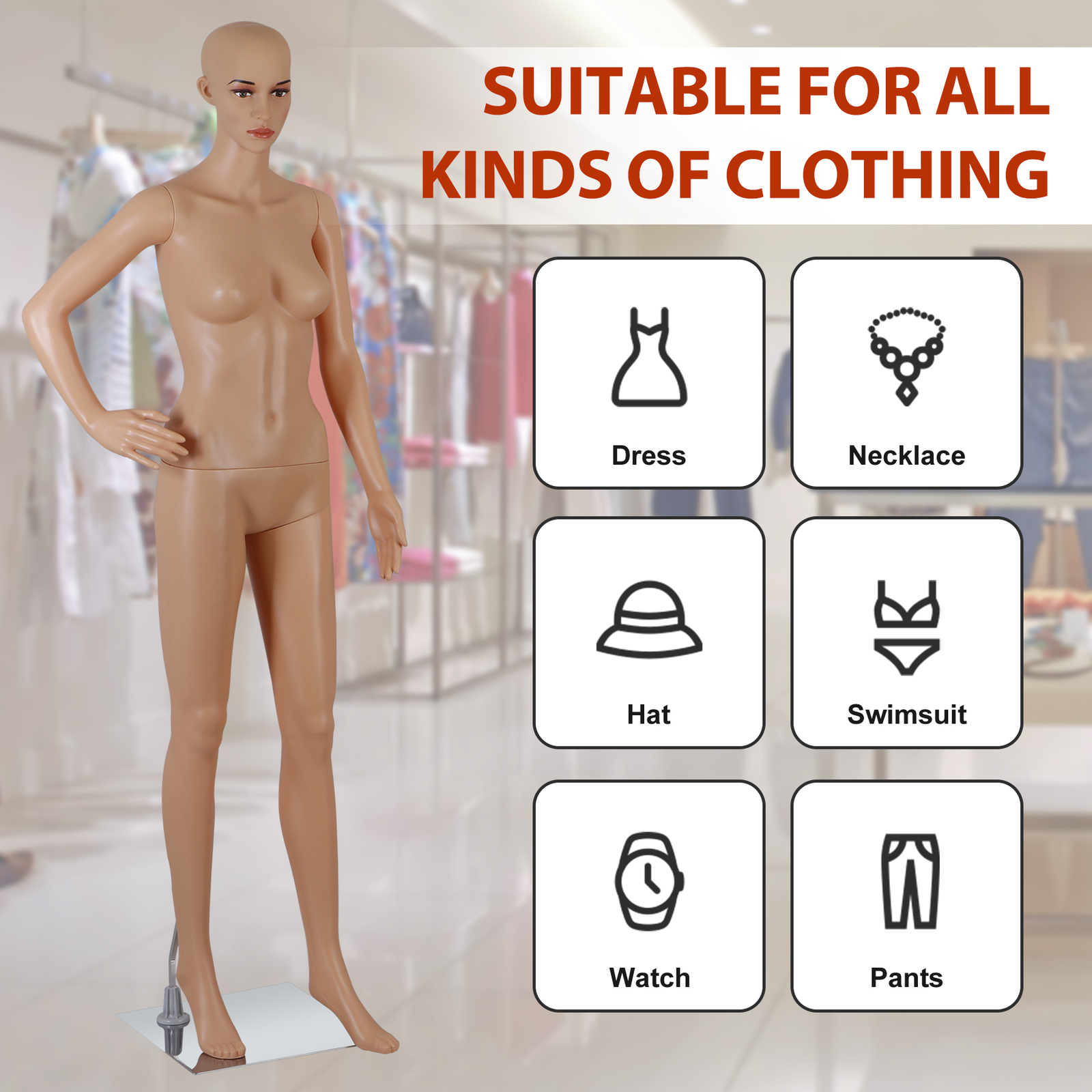 Female Mannequin Manikin Dress Form 69″ Adjustable Mannequin Full Body with Base