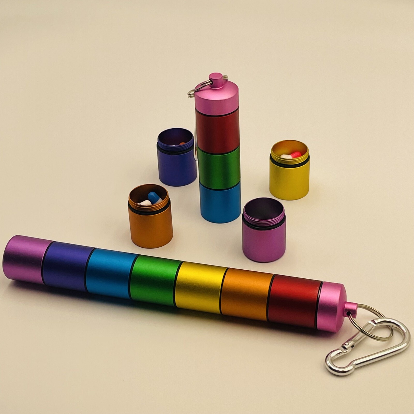 7 days Pill Box Metal Medicine Bottle Drug Holder Pill Container Case Keychain