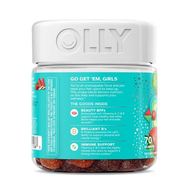 OLLY Teen Girl Multivitamin Gummies – Berry Melon – 70ct: Gluten-Free