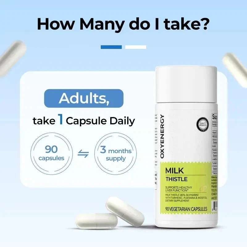 OxyEnergy Milk Thistle 300mg | Liver Detox Support with Silymarin & Vitamin C