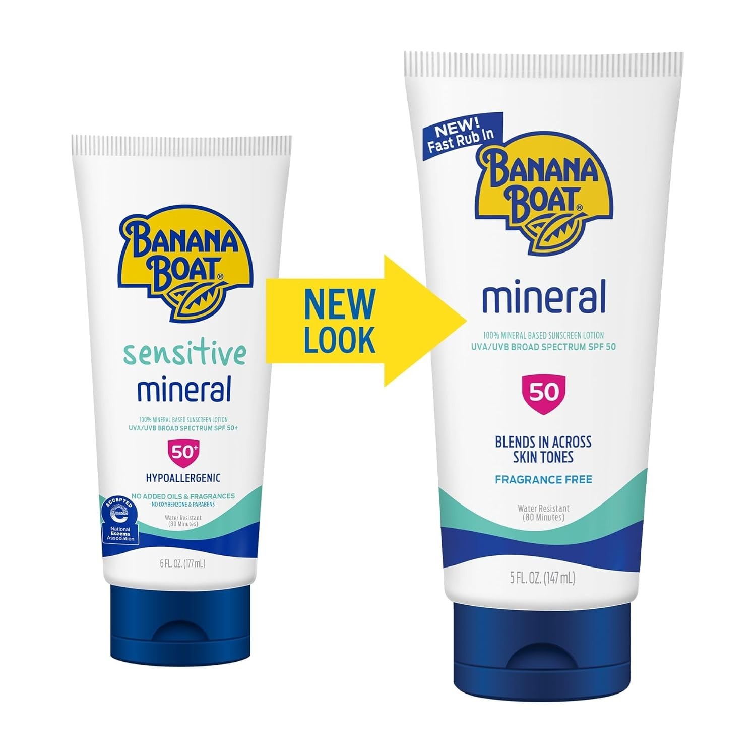 6 Banana Boat Mineral SPF 50 Sunscreen Lotion Broad Spectrum 5oz exp 11/27