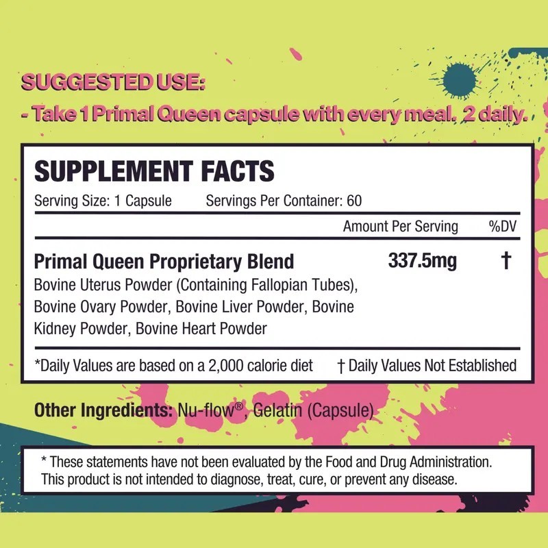 3pcs Primal Queen Supplement for Women 60 CountsBeef Organ – 3 Month Supply