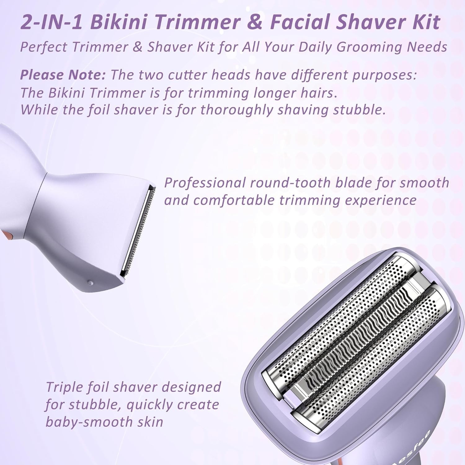 Electric Razors for Women Face Full Body, 2-in-1 Bikini Trimmer and Shavers for