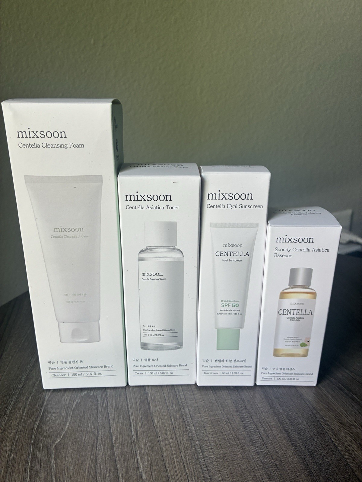 mixsoon Centella Bean Skin Care Set Cleansing Foam Essence Toner Sunscreen Face