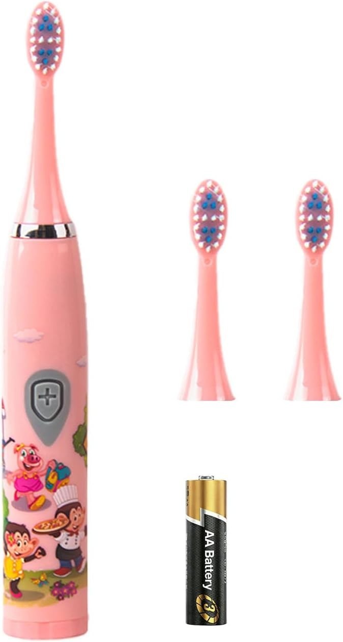 Kids Battery Powered Sonic Toothbrush with 3 Brush Heads Soft Bristles